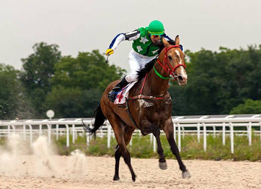 Jóquei em corrida de cavalos